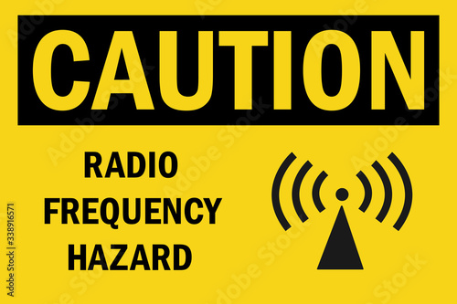Radio frequency hazard caution sign. Perfect for backgrounds, backdrop, sticker, label, sign, symbol and wallpaper.