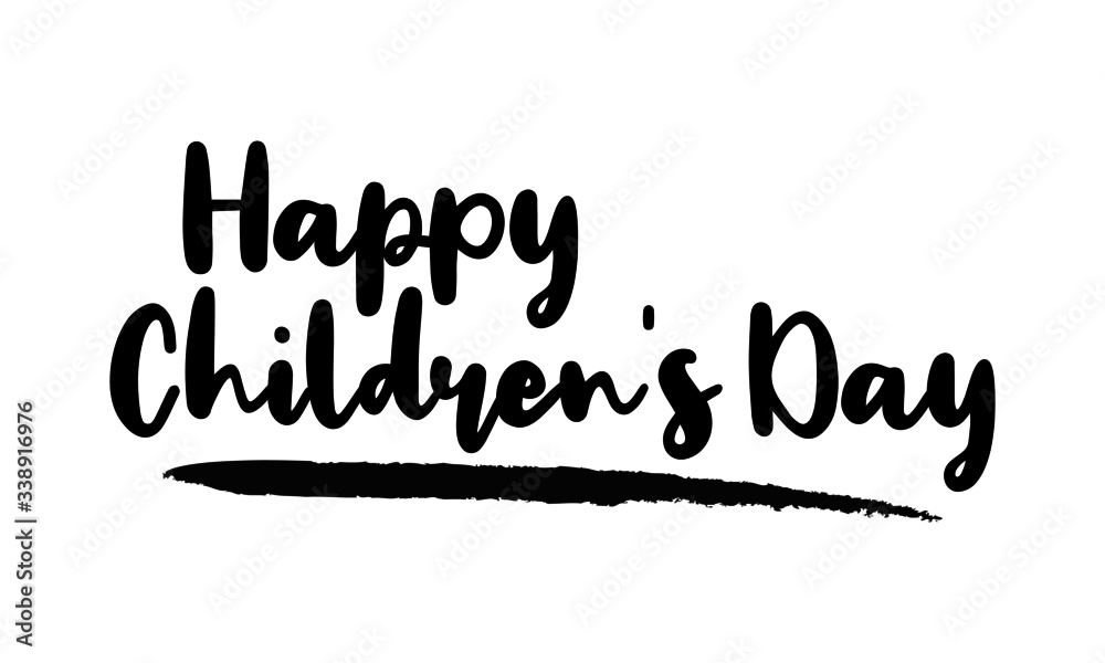 Happy Children's Day Calligraphy Phrase, Lettering Inscription.