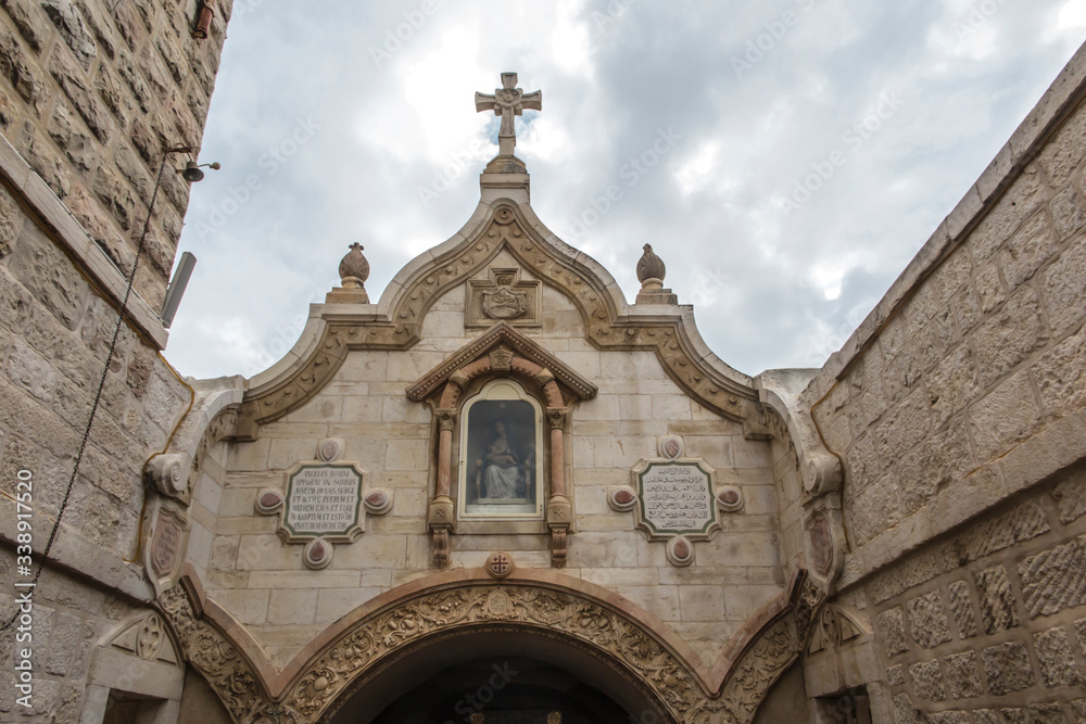 The main entrance to the Milk Grotto Church in Bethlehem