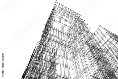 Office buildings architectural 3d illustration