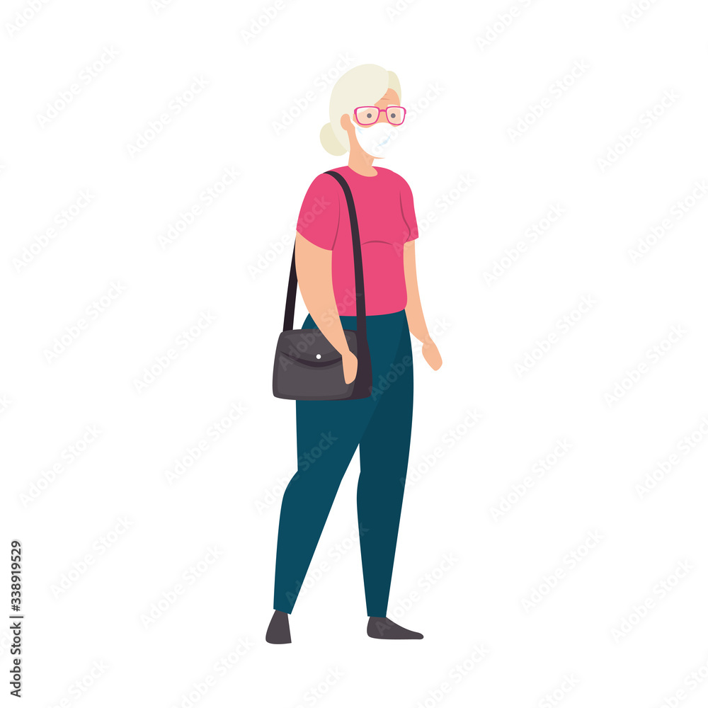 old woman with face mask isolated icon vector illustration design old woman with face mask isolated icon vector illustration design