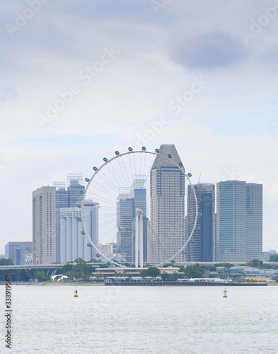 Singapore cityscape river ferris wheel