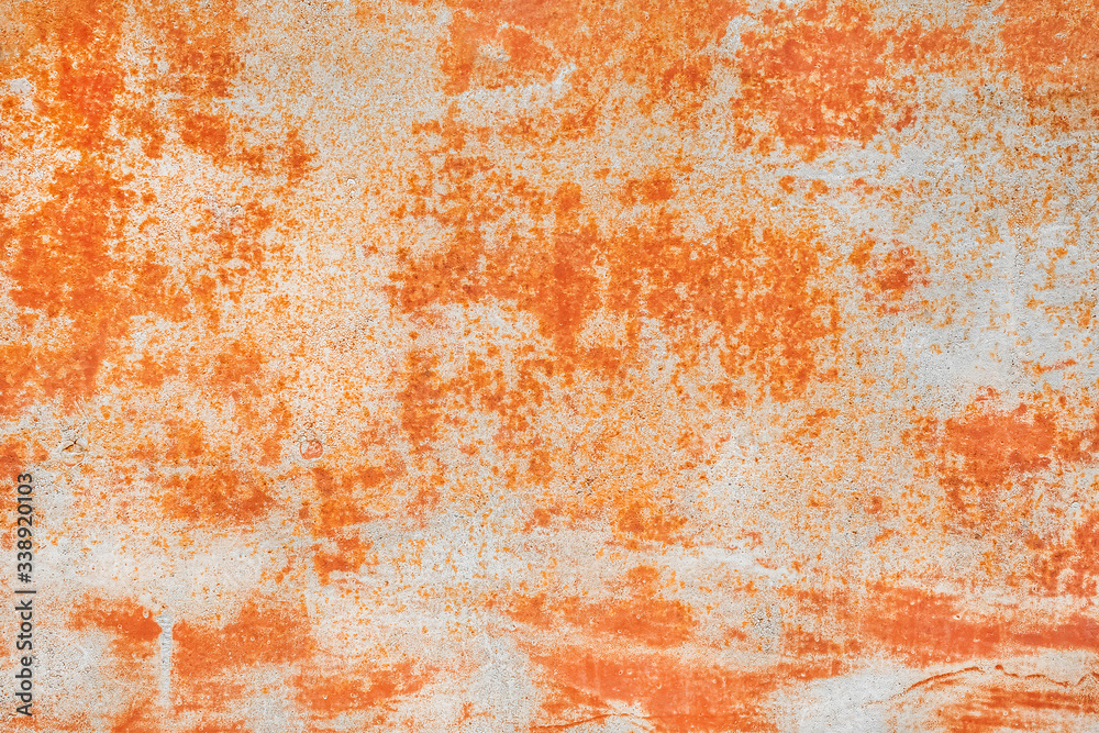 Old metal texture with abstract rusty pattern, corrosive orange background