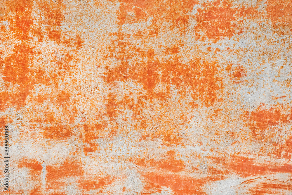 Fototapeta premium Old metal texture with abstract rusty pattern, corrosive orange background