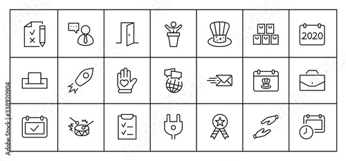 International Presidents Day Set Line Vector Icons. Contains such Icons as Hat, President, Voting, USA, Flag, Elections, Government, Ballot, Box, Check, Politics and more Editable Stroke 32x32 Pixels