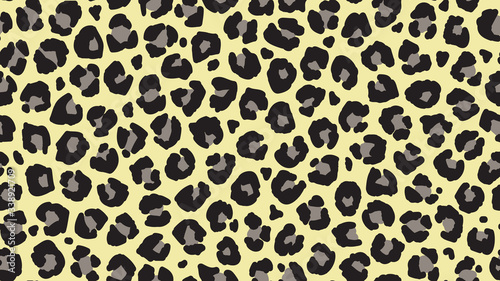 Seamless leopard fur pattern. Fashionable wild leopard print background. Modern panther animal fabric textile print design. Stylish vector black grey and citron color illustration