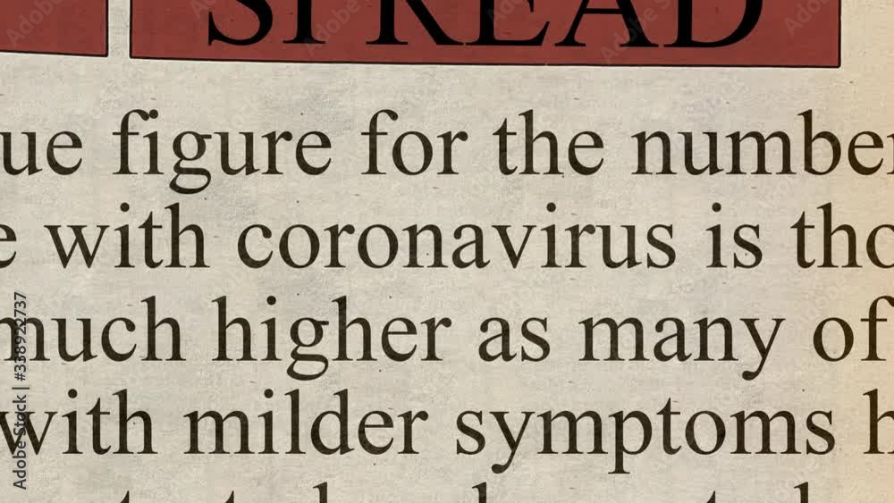 Coronavirus In Newspaper Text. Coronavirus, COVID-19 concept. Breaking News. Loop Video