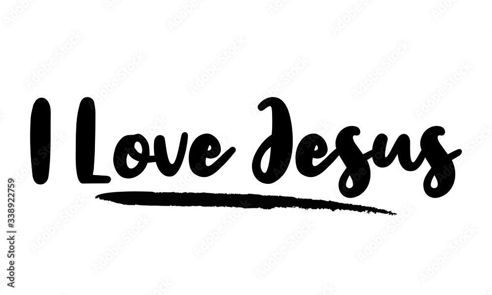 I Love Jesus Calligraphy Phrase, Lettering Inscription. I Love Jesus Calligraphy Phrase, Lettering Inscription.