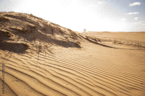 Sand waves in the desert. Sand texture. Kharkov  Ukraine. Ukrainian nature. Desert landscape.