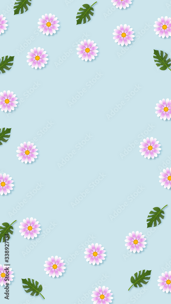 Beautiful exotic flower vector background with leaves Beautiful exotic flower vector background with leaves