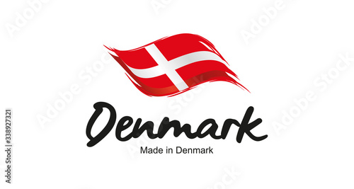 Made in Denmark handwritten flag ribbon typography lettering logo label banner