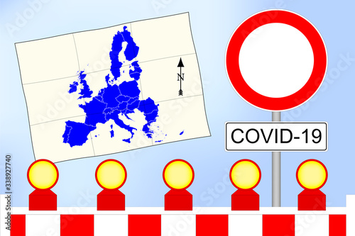 Corona Ausgansperre Absperrung mit Verbotschild