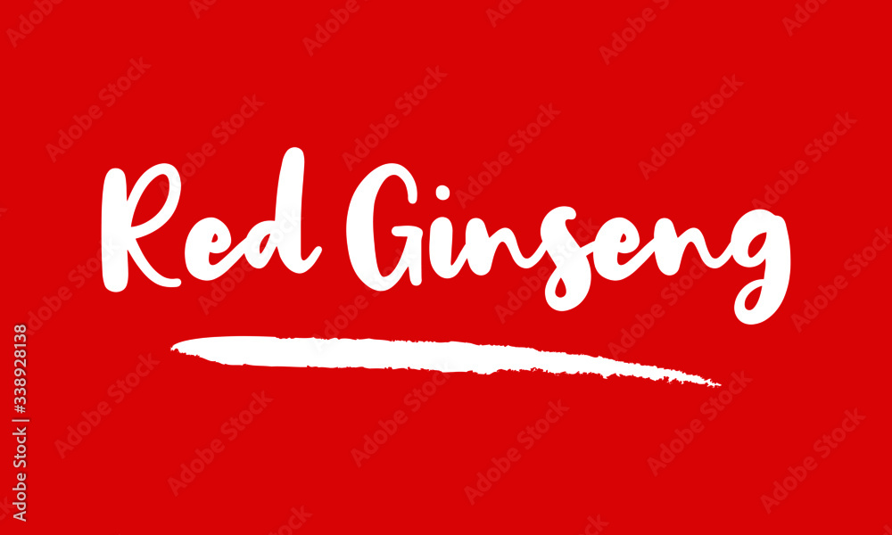 Red Ginseng Calligraphy Handwritten Lettering for posters, cards design, T-Shirts. 
on Red Background