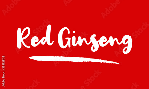Red Ginseng Calligraphy Handwritten Lettering for posters, cards design, T-Shirts.  on Red Background © Pleasant Mode Studio
