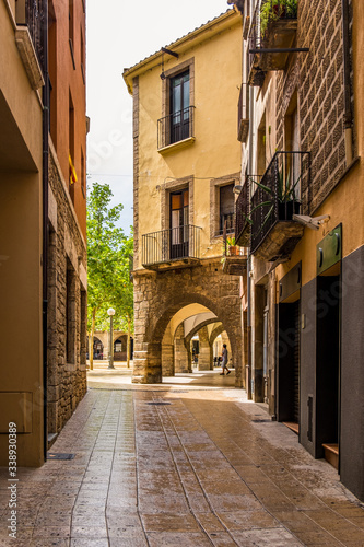 Street in Banyoles old town  Catalonia  Spain.