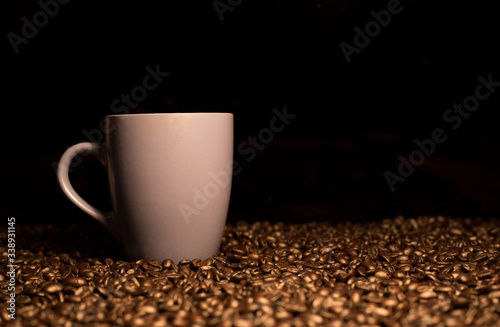 Roasted dark coffee beans background