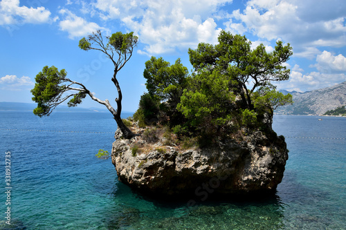 Brela, Croatia. The rock island in the sea.