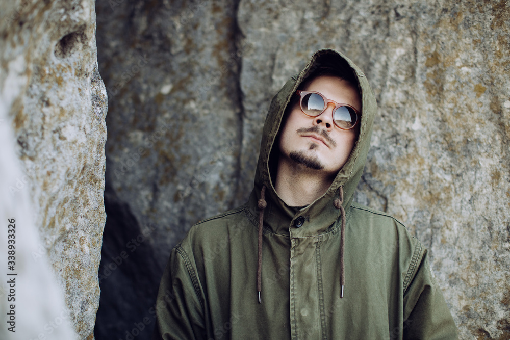 Young bearded hipster man in sunglasses Young bearded hipster man in sunglasses