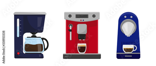 Set of different coffee makers