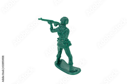 Green toy soldiers on white background. Soldier one on six models. (3/6) Picture twelve on sixteen viewing angles. (12/16)