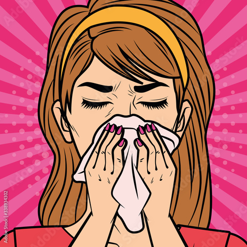 woman sick with flu for covid19 disease