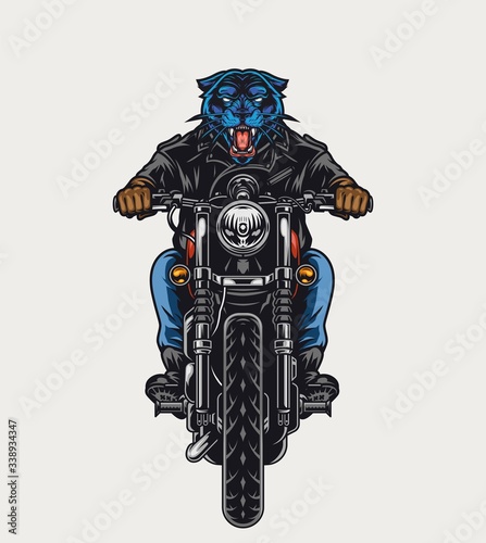 Aggressive black panther head biker