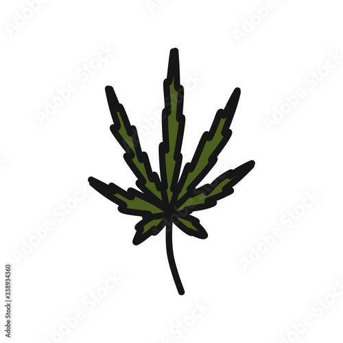 marijuana leaf sativa doodle icon, vector illustration