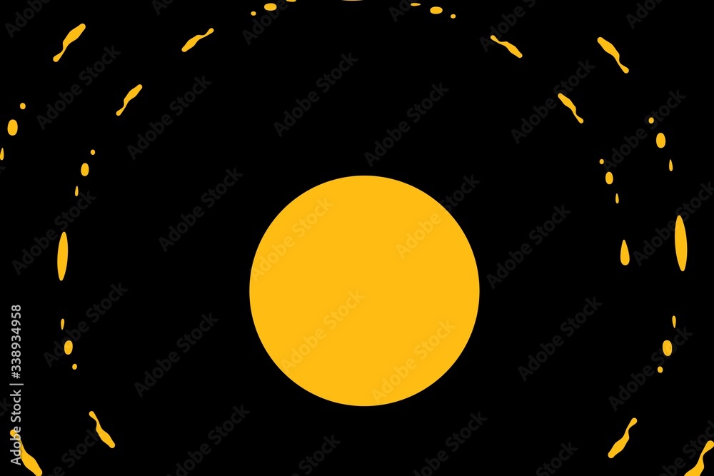 Fototapeta Abstract yellow sun on black background
