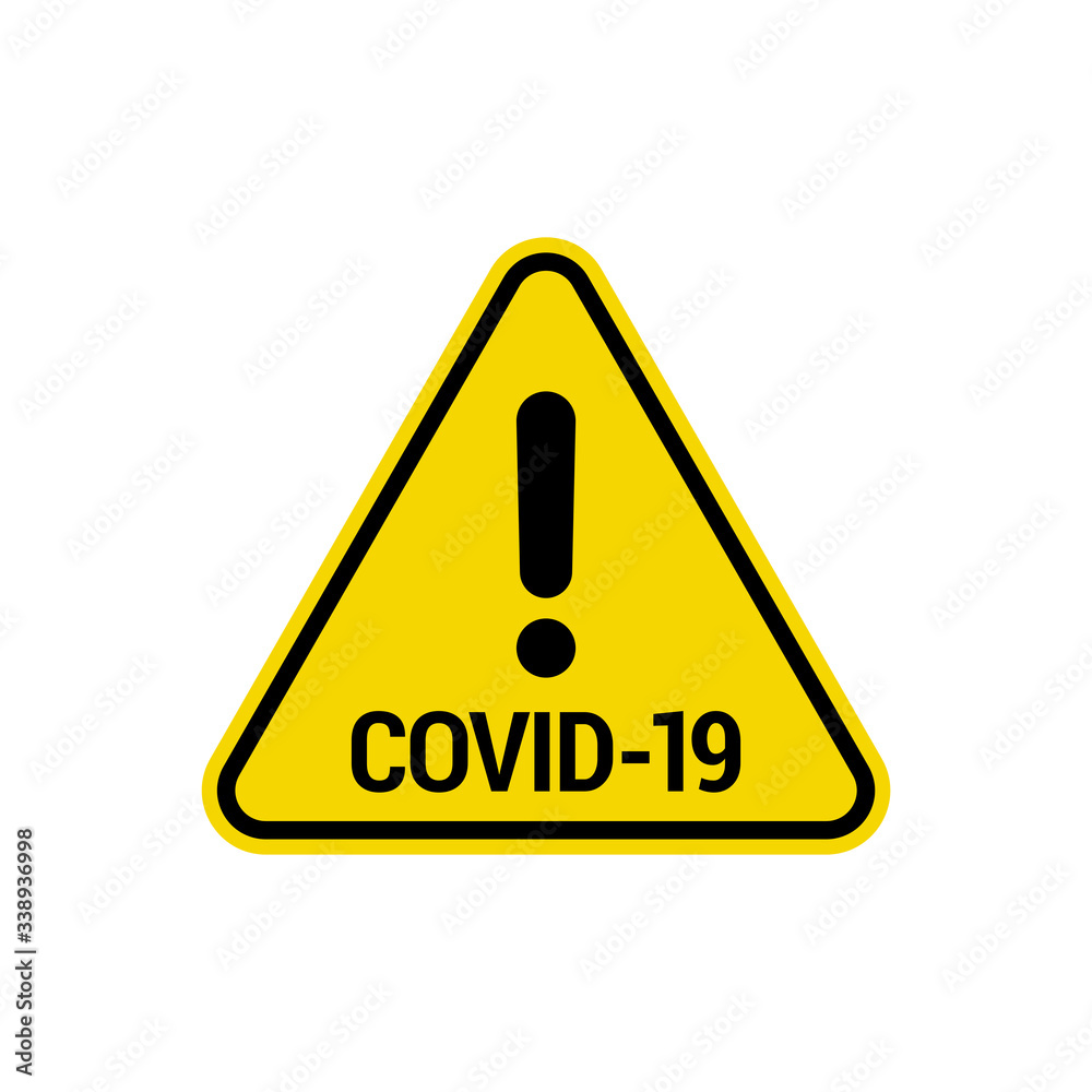 Covid-19 Sign Isolated On White Background. Yellow Triangle Warning Symbol Simple, Flat Vector, Icon You Can Use Your Website Design, Mobile App Or Industrial Design. Vector Illustration Covid-19 Sign Isolated On White Background. Yellow Triangle Warning Symbol Simple, Flat Vector, Icon You Can Use Your Website Design, Mobile App Or Industrial Design. Vector Illustration