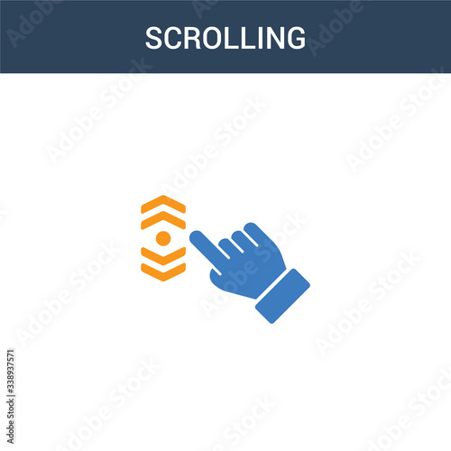 two colored Scrolling concept vector icon. 2 color Scrolling vector illustration. isolated blue and orange eps icon on white background.
