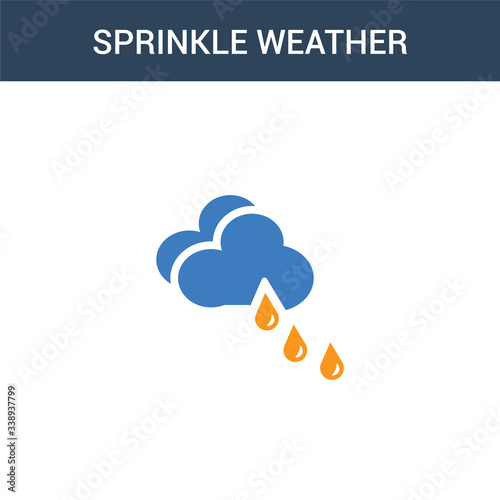 two colored Sprinkle weather concept vector icon. 2 color Sprinkle weather vector illustration. isolated blue and orange eps icon on white background.