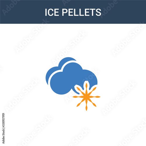 two colored ice pellets concept vector icon. 2 color ice pellets vector illustration. isolated blue and orange eps icon on white background.