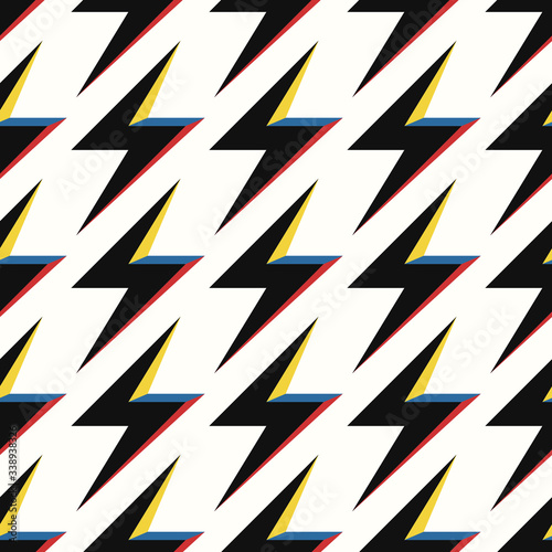 vector modern multi 3 dimension thunderbolt seamless pattern on white