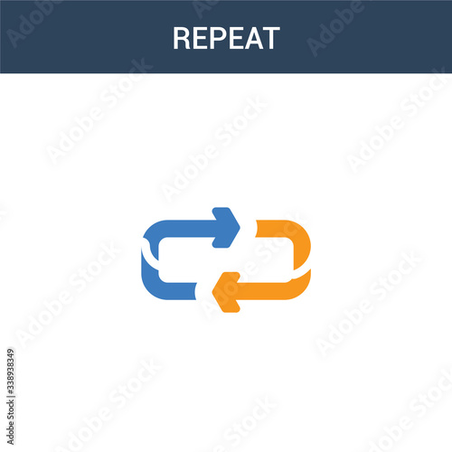 two colored Repeat concept vector icon. 2 color Repeat vector illustration. isolated blue and orange eps icon on white background.
