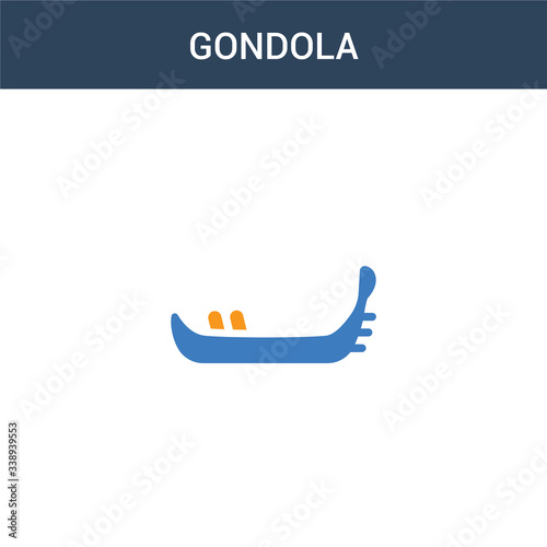 two colored gondola concept vector icon. 2 color gondola vector illustration. isolated blue and orange eps icon on white background.