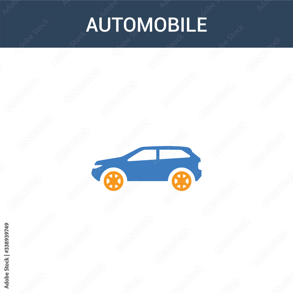 two colored Automobile concept vector icon. 2 color Automobile vector illustration. isolated blue and orange eps icon on white background.