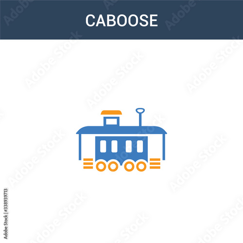 Fototapeta Naklejka Na Ścianę i Meble -  two colored caboose concept vector icon. 2 color caboose vector illustration. isolated blue and orange eps icon on white background.