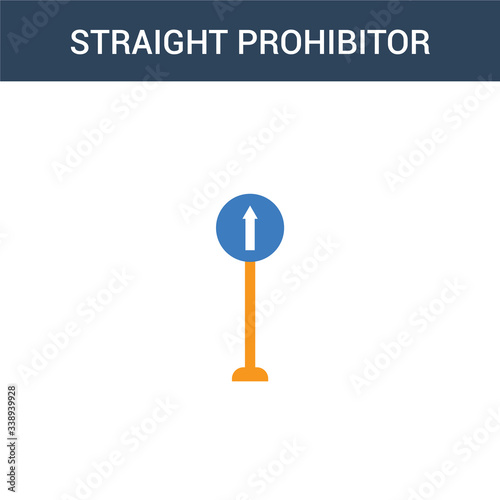 two colored straight prohibitor no entry concept vector icon. 2 color straight prohibitor no entry vector illustration. isolated blue and orange eps icon on white background.