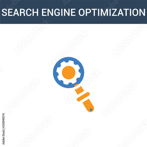 two colored Search engine optimization concept vector icon. 2 color Search engine optimization vector illustration. isolated blue and orange eps icon on white background.