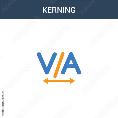 two colored Kerning concept vector icon. 2 color Kerning vector illustration. isolated blue and orange eps icon on white background.