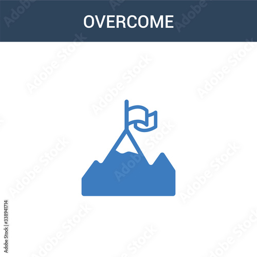 two colored Overcome concept vector icon. 2 color Overcome vector illustration. isolated blue and orange eps icon on white background.