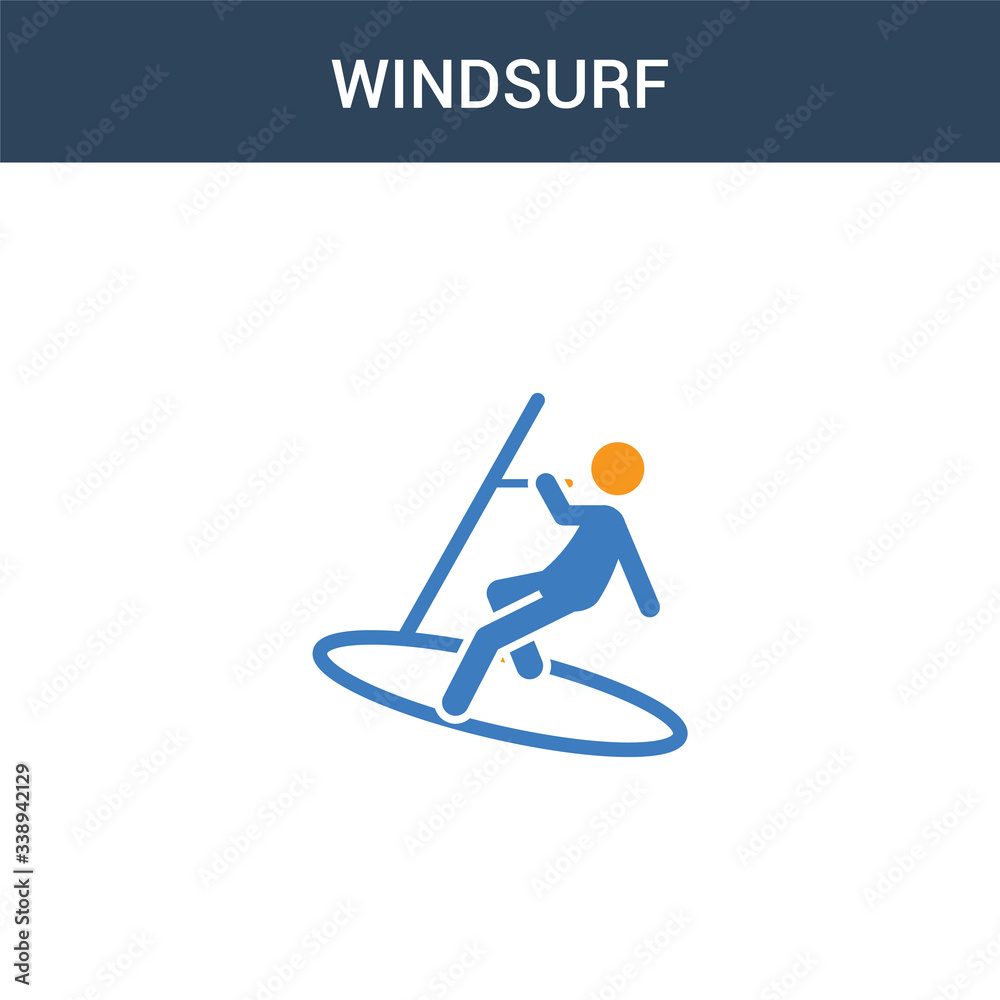 two colored Windsurf concept vector icon. 2 color Windsurf vector illustration. isolated blue and orange eps icon on white background.