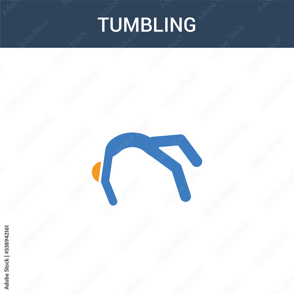 Fototapeta two colored tumbling concept vector icon. 2 color tumbling vector illustration. isolated blue and orange eps icon on white background.