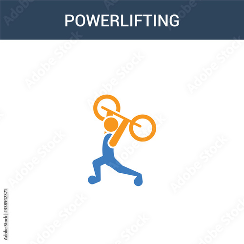 two colored powerlifting concept vector icon. 2 color powerlifting vector illustration. isolated blue and orange eps icon on white background.