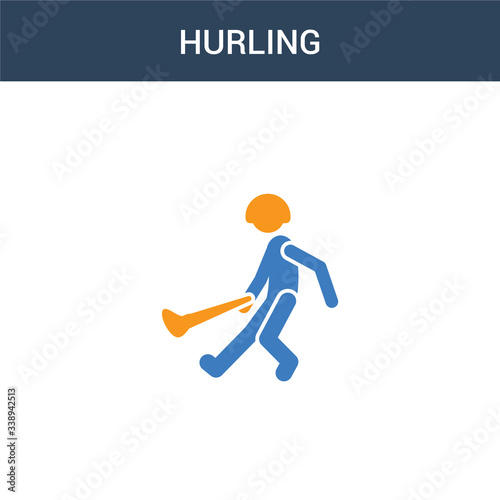 two colored hurling concept vector icon. 2 color hurling vector illustration. isolated blue and orange eps icon on white background.