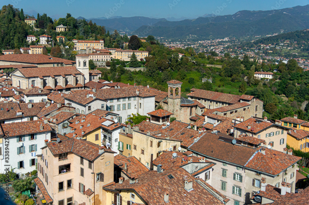 Aerial View of Bergamo Town, Italy