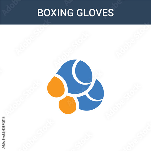 two colored Boxing gloves concept vector icon. 2 color Boxing gloves vector illustration. isolated blue and orange eps icon on white background.