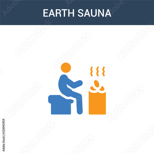 two colored Earth sauna concept vector icon. 2 color Earth sauna vector illustration. isolated blue and orange eps icon on white background.