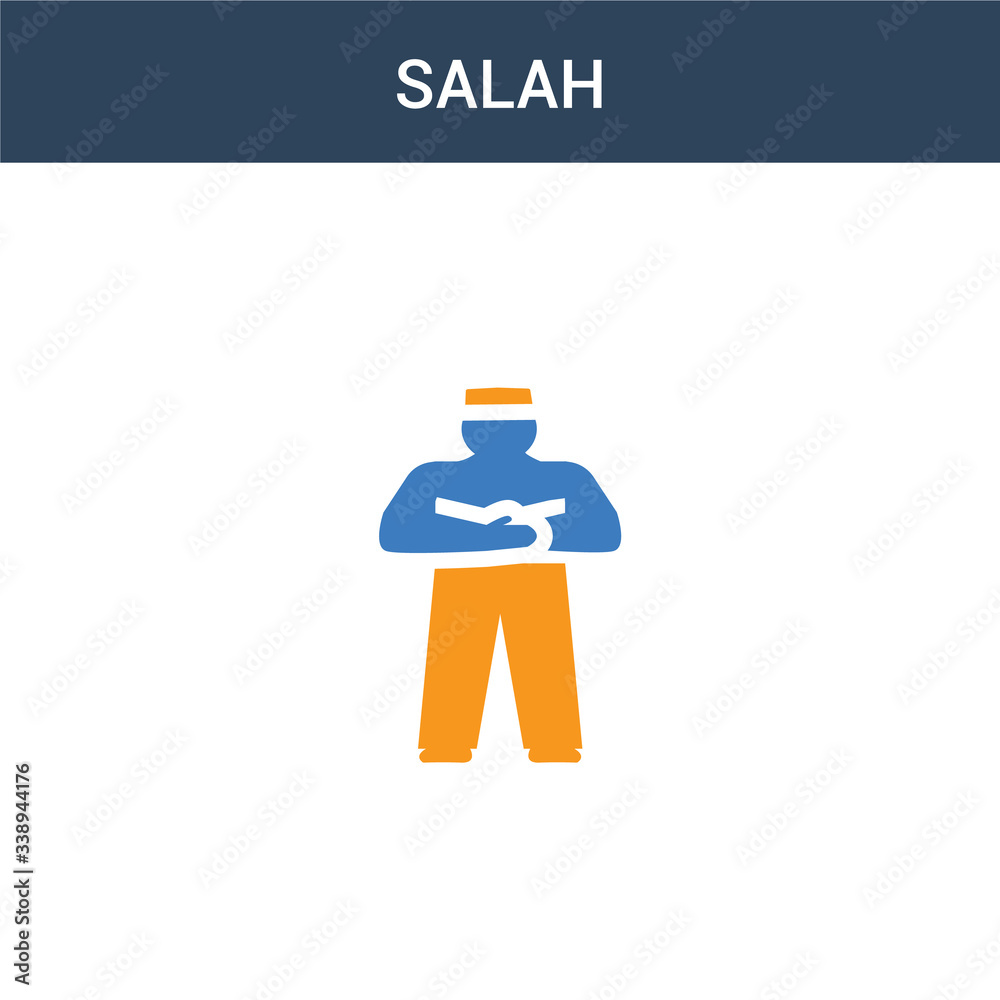 two colored Salah concept vector icon. 2 color Salah vector illustration. isolated blue and orange eps icon on white background.