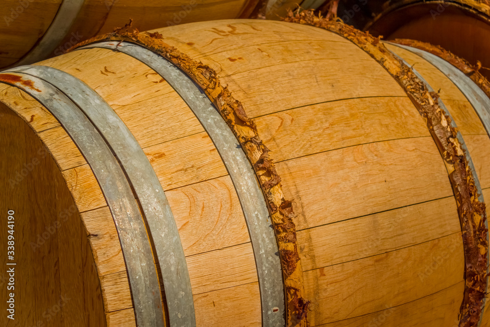 Wine barrels sit in the Temecula wine country Wine barrels sit in the Temecula wine country